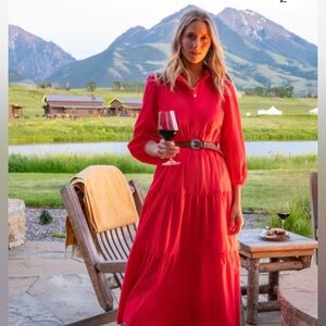 Tuckernuck Pomander Place Hibiscus Red Mabel Maxi Dress NWOT